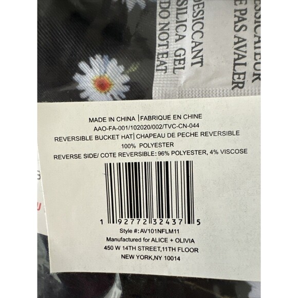 Alice + Olivia  Reversible Bucket Hat Black White Daisies Boho Festival New! - Picture 3 of 4